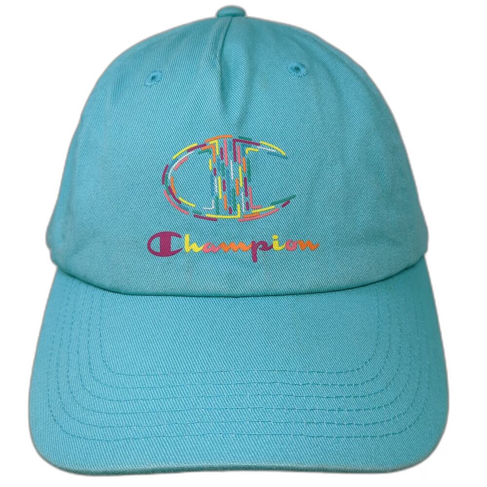 Champion 5 Panel Blue One Size Multi-Color Embroidered Slideback Cotton Hat